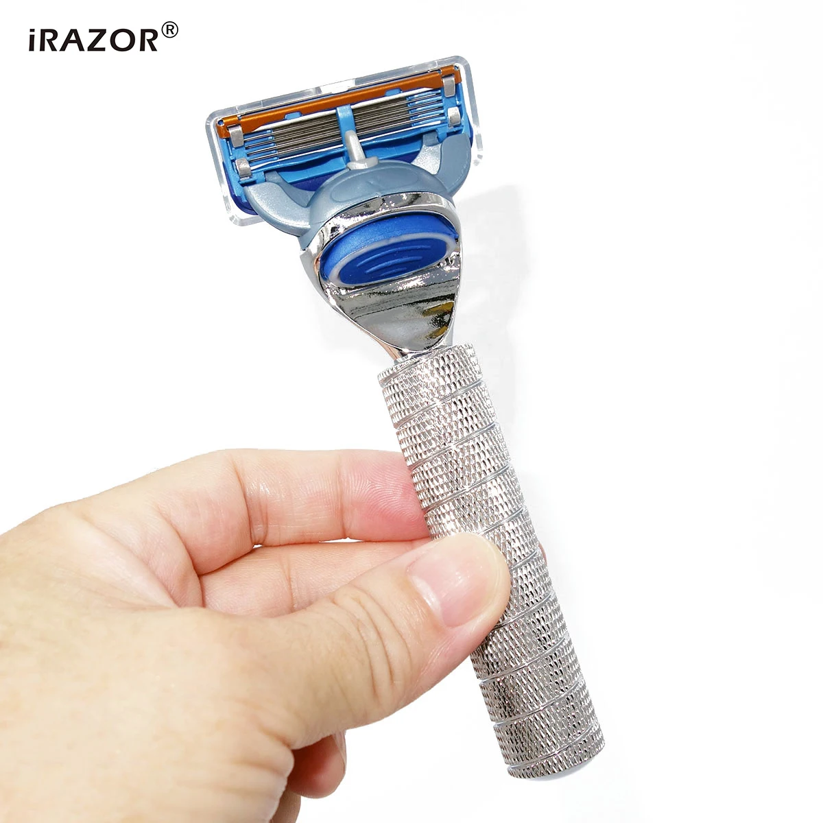iRAZOR Classic F5 5-Edges Fusion Razor Kit Влажная ручная бритва Парикмахерская Инструмент для ухода за шерстью для мужчин с держателем подставки из нержавеющей стали - 4