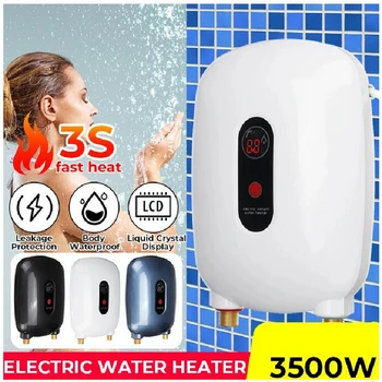 3500 Вт Электрический водонагреватель 3-секундный бытовой мгновенный нагрев воды Безбаковый нагреватель душа в ванной комнате Контроль температуры