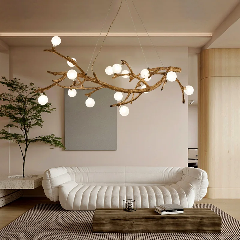 Скандинавская ретро ветвь дерева Искусство Светодиодная люстра для гостиной спальни Потолочные подвесные светильники Коричневый антикварный подвесной светильник для LOFT Decor - 2