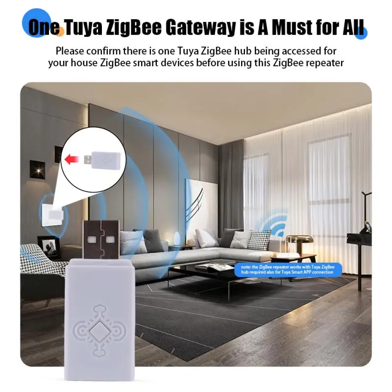 Tuya ZigBee Ретранслятор сигнала USB Усилитель сигнала Удлинитель Устройство автоматизации умного дома Работа со шлюзом Zigbee для умной жизни - 1