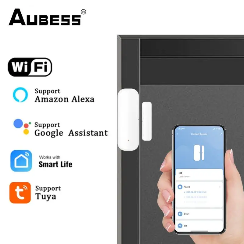 Tuya Smart WiFi Дверной датчик Умная дверь Датчики открытия/закрытия Датчик окна Wi-Fi Приложение Smartlife Работа с Google Home Alexa - 1