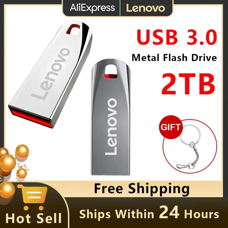Lenovo USB Flash Drive Высокоскоростной флеш-накопитель USB 3.0 Интерфейс Металлический флэш-диск USB Memory Stick Флэш-накопитель 2 ТБ 1 ТБ 128 ГБ для ПК - 0