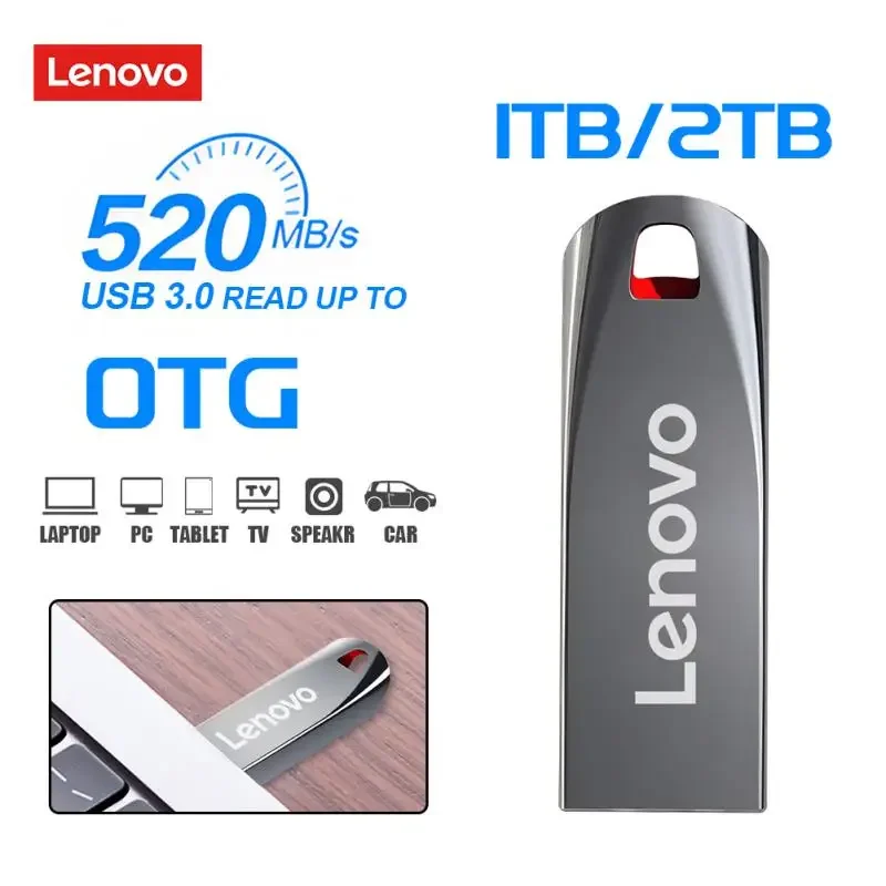 Lenovo USB Flash Drive Высокоскоростной флеш-накопитель USB 3.0 Интерфейс Металлический флэш-диск USB Memory Stick Флэш-накопитель 2 ТБ 1 ТБ 128 ГБ для ПК - 1