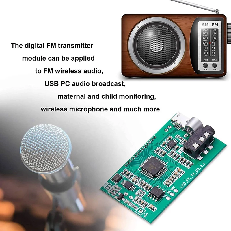 FM Модуль передатчика Беспроводной микрофон Печатная плата Компьютерный звук Передача звука постоянного тока 3 В 5 В FM-модуль 76,0 МГц-108,0 МГц - 4