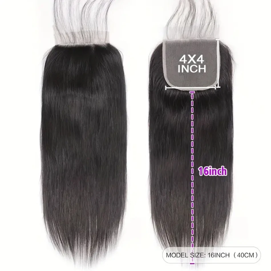12A Пучки из натуральных волос с застежкой Перуанские прямые 4 пучка с застежкой Юнис Реми Плетение волос 3 Пучок с кружевной застежкой HD - 4