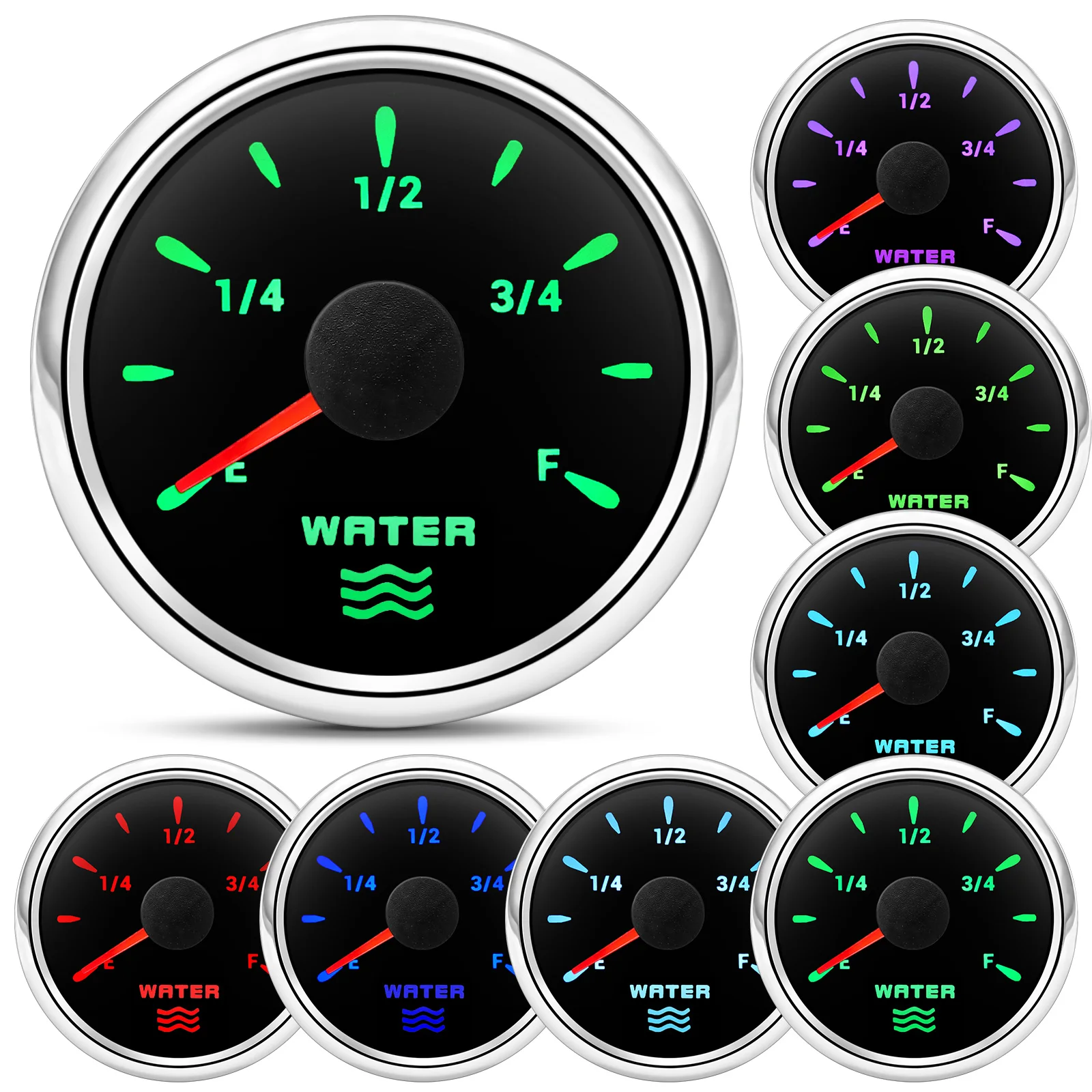 0-190 Ом Датчик уровня воды 52 мм Датчик уровня воды с 7-цветной подсветкой Индикатор счетчика воды в резервуаре Бензин Лодка Авто 12 В 24 В - 1