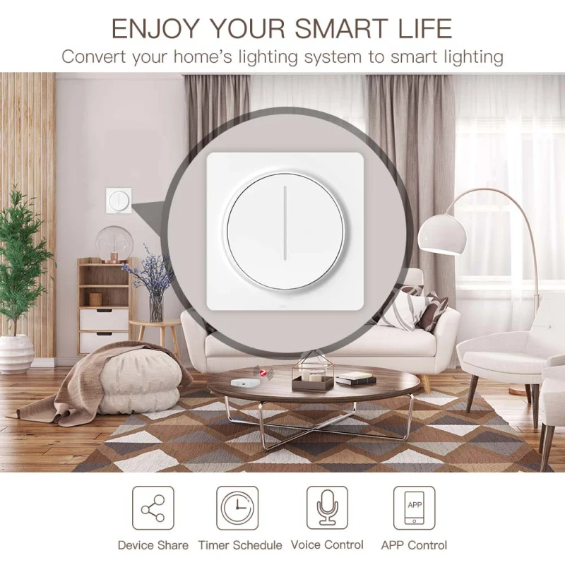 Tuya Smart Rotary Dimmer Светодиодный выключатель света WIFI EU Стандарт дистанционного управления Smart Life APP Поддержка Alexa Home - 3