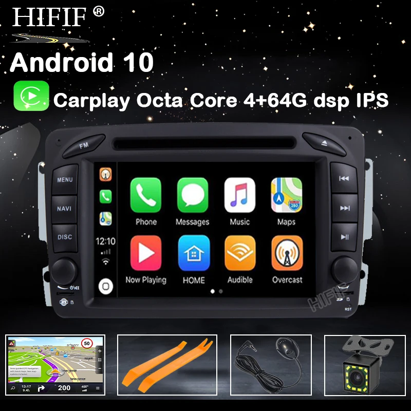 Автомобильный мультимедийный плеер 2 DIN Автомагнитола GPS Android 10 для Mercedes / Benz / CLK / W209 / Vito / W639 / Viano / Vito Автомобильный DVD-плеер DSP Carplay - 0