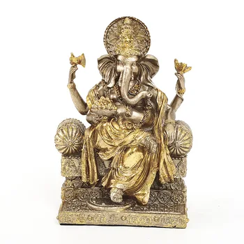 3D Статуя Будды из золотой фольги Ганеша Будда Сидящая поза Хобот слона Украшения Будды Ручная работа
