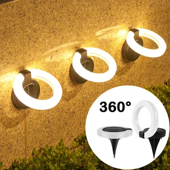 4 шт. Солнечные наземные фонари с регулируемой головной настенной лампой 17 светодиодных ландшафтных фонарей для садового газона Водонепроницаемые солнечные светодиодные фонари