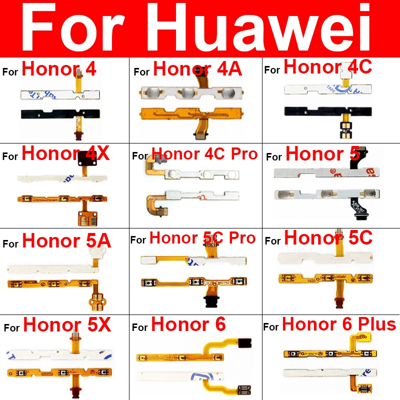  Гибкий кабель для Huawei Honor 4 4A 4C Pro 4X 5 5A 5C Pro 5X 6 Plus Ключ переключателя Боковая гибкая лента Запасные части - 0