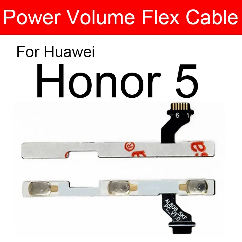  Гибкий кабель для Huawei Honor 4 4A 4C Pro 4X 5 5A 5C Pro 5X 6 Plus Ключ переключателя Боковая гибкая лента Запасные части - 3