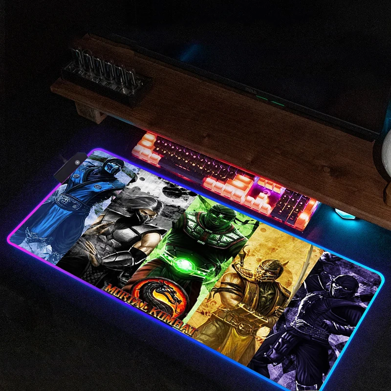 Mortal Kombat 1 Подсветка Коврик для мыши Игровые настольные аксессуары Компьютер Геймер Кабинет Big Mousepepad Led Mousepad Подсветка Настольный коврик - 4
