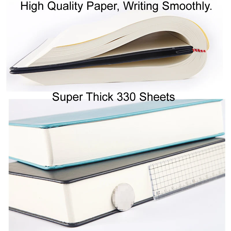 Супер толстый скетчбук Блокнот 330 листов чистых страниц Использовать как ежедневник, путевой дневник, скетчбук А4,А5,А6 Кожаная мягкая обложка - 3