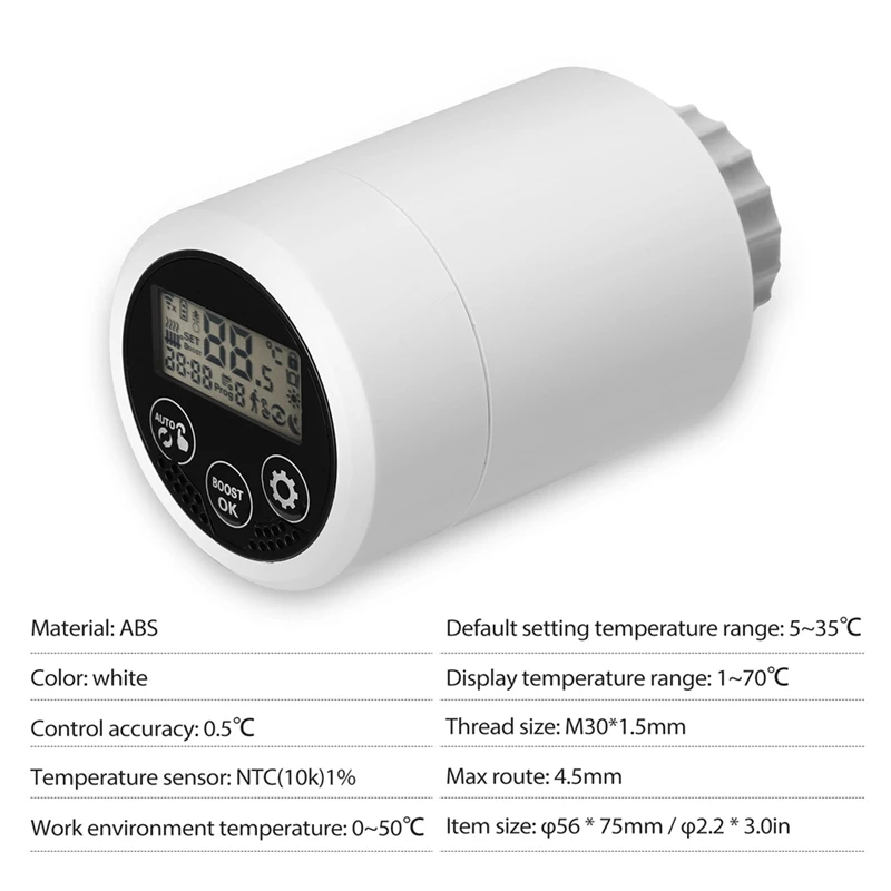 Tuya Zigbee 3.0 Термостат Радиаторный клапан Smart TRV Программируемый контроллер температуры для Alexa Google Home Gateway - 2