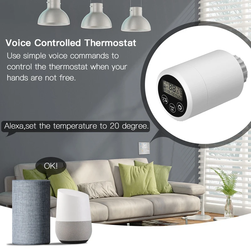 Tuya Zigbee 3.0 Термостат Радиаторный клапан Smart TRV Программируемый контроллер температуры для Alexa Google Home Gateway - 4