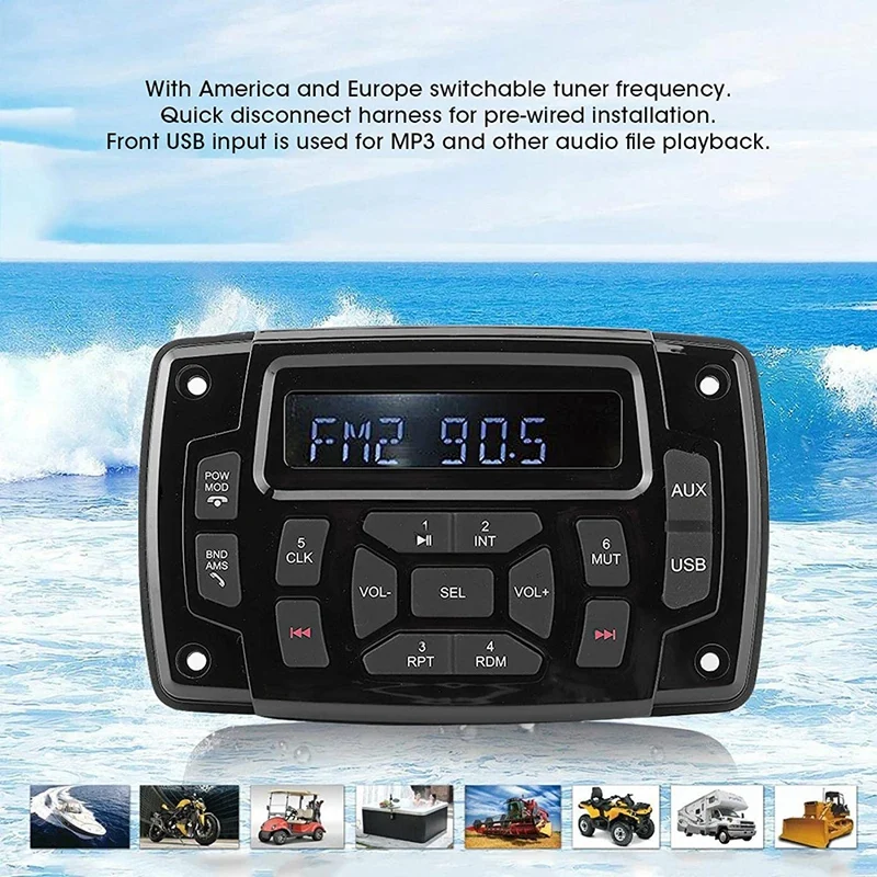  Морской Bluetooth-ресивер, MP3-плеер, 12 В FM AM Приемник Стереоприемник для морской лодки Морской стерео - 0