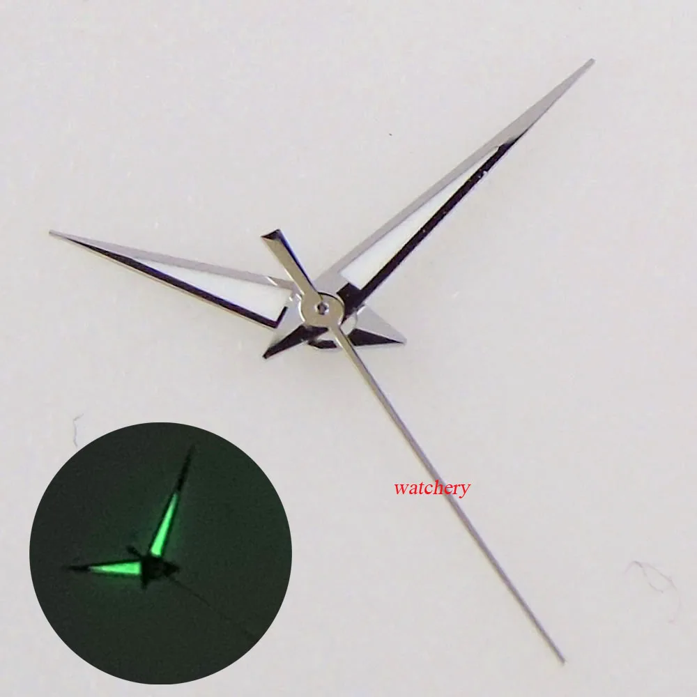 Серебряные стрелки Зеленые светящиеся часы Ручная посадка NH35A NH36A 7S26 2824 PT5000 Автоматический механизм Мужские часы Аксессуары Запчасти - 0