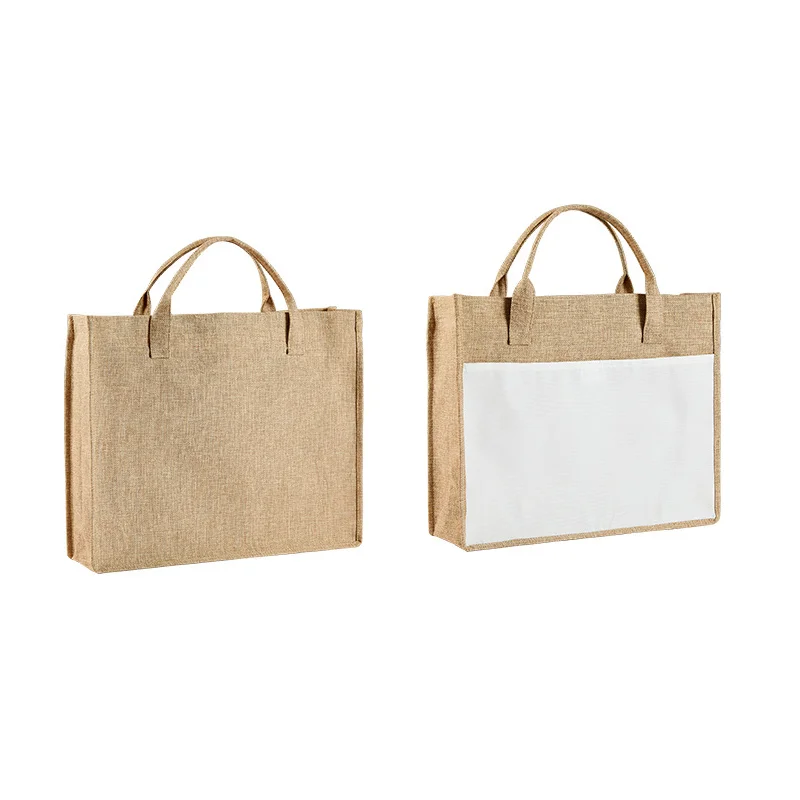  Льняная сумка для покупок Сублимационная пустая многоразовая натуральная пляжная сумка Девочки Trip Подарки Tote Винтажная сумка для печати изображения логотипа - 0