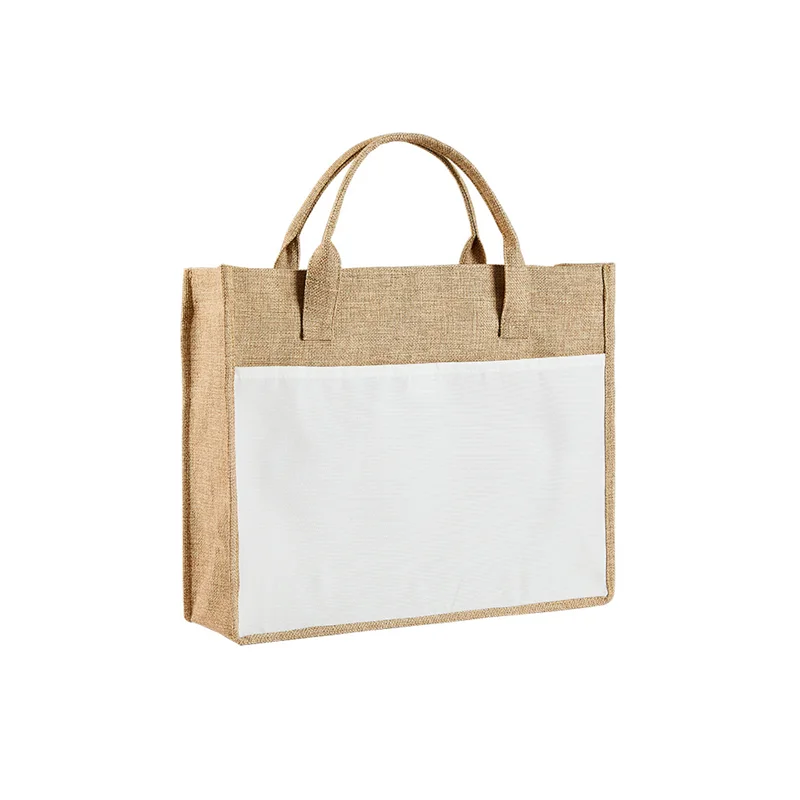  Льняная сумка для покупок Сублимационная пустая многоразовая натуральная пляжная сумка Девочки Trip Подарки Tote Винтажная сумка для печати изображения логотипа - 1