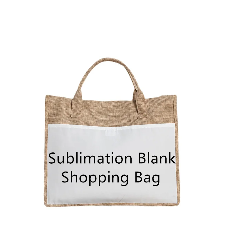  Льняная сумка для покупок Сублимационная пустая многоразовая натуральная пляжная сумка Девочки Trip Подарки Tote Винтажная сумка для печати изображения логотипа - 2