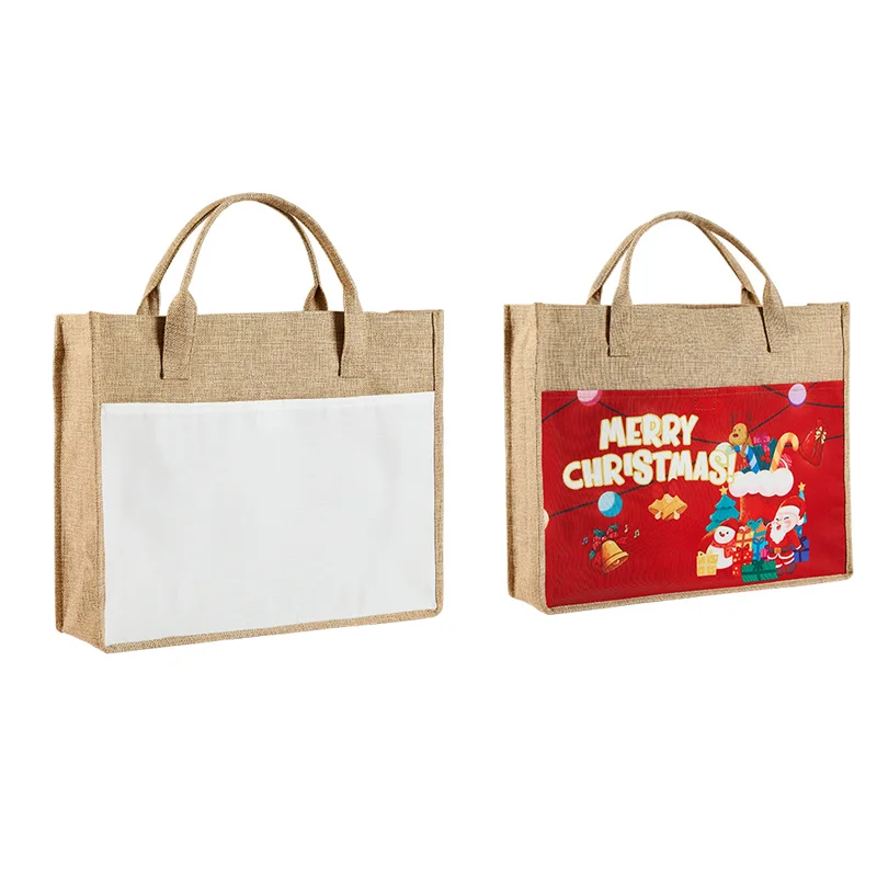  Льняная сумка для покупок Сублимационная пустая многоразовая натуральная пляжная сумка Девочки Trip Подарки Tote Винтажная сумка для печати изображения логотипа - 3