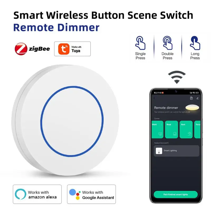 Tuya Zigbee Smart Switch Беспроводной настенный кнопочный контроллер переключателя сцены Умный дом с питанием от батареи Smart Life Need Gateway - 0