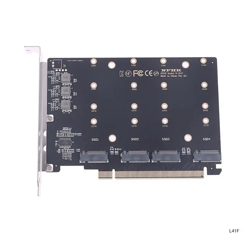 4-портовый твердотельный накопитель M.2 NVMe NGFF на PCIe 5.0 x16 адаптер для 2280 2260 2242 - 0