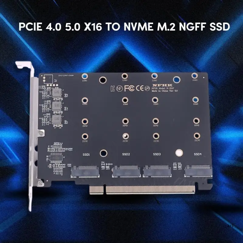 4-портовый твердотельный накопитель M.2 NVMe NGFF на PCIe 5.0 x16 адаптер для 2280 2260 2242 - 1