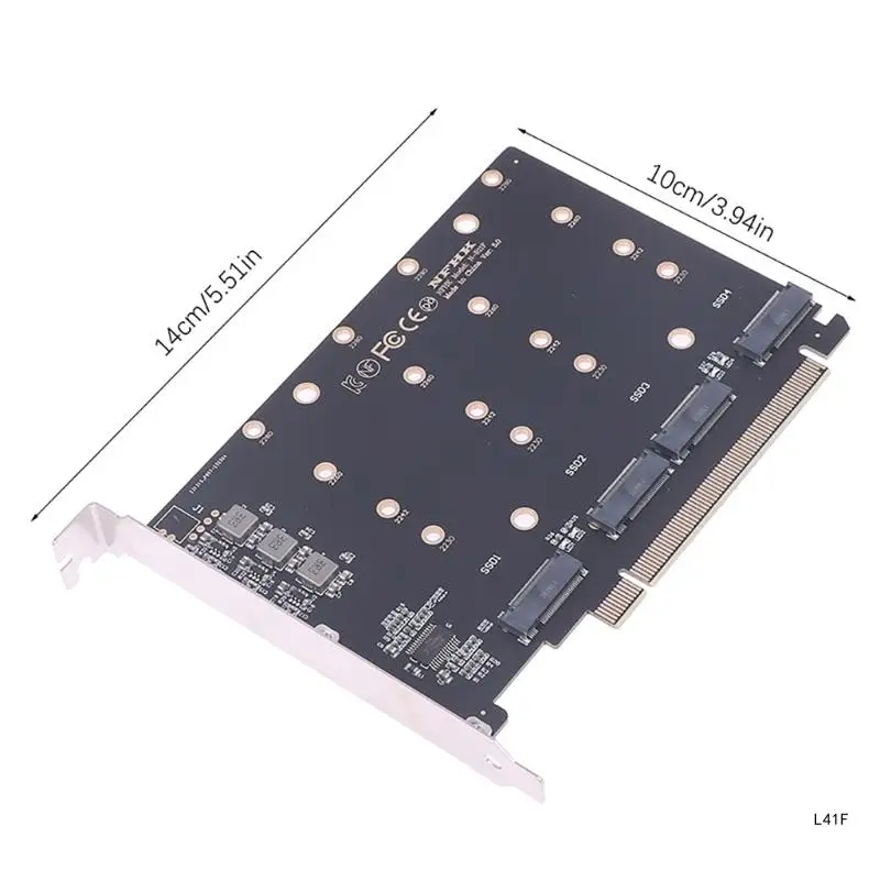 4-портовый твердотельный накопитель M.2 NVMe NGFF на PCIe 5.0 x16 адаптер для 2280 2260 2242 - 5