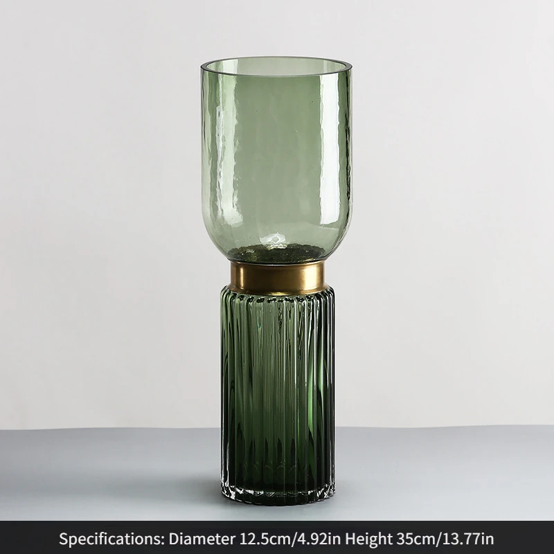 бытовая металлическая оправа медное кольцо прозрачная стеклянная ваза бытовая мягкая отделка гостиная украшение крыльца цветок - 5