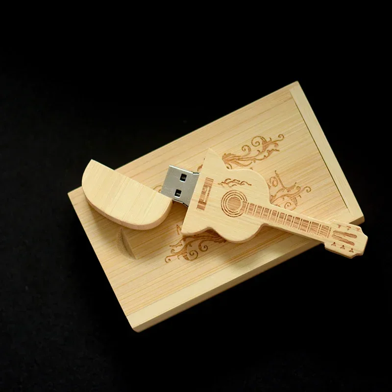 JASTER 50 шт. LOT Гитара USB Флэш-накопитель 128 ГБ Бамбуковый свадебный подарок Флеш-накопитель 64 ГБ Деревянная коробка Бесплатная карта памяти с логотипом на заказ 32 ГБ - 5