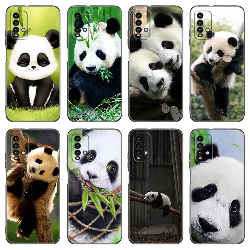 Чехол для телефона Cute Animal Panda для Xiaomi Redmi 7A 8A 9A 10A 9C 10C 9i 10X K20 Note 5 6 Pro 9T Mi A2 8 10 Lite A3 Mix3 Черная крышка - 0