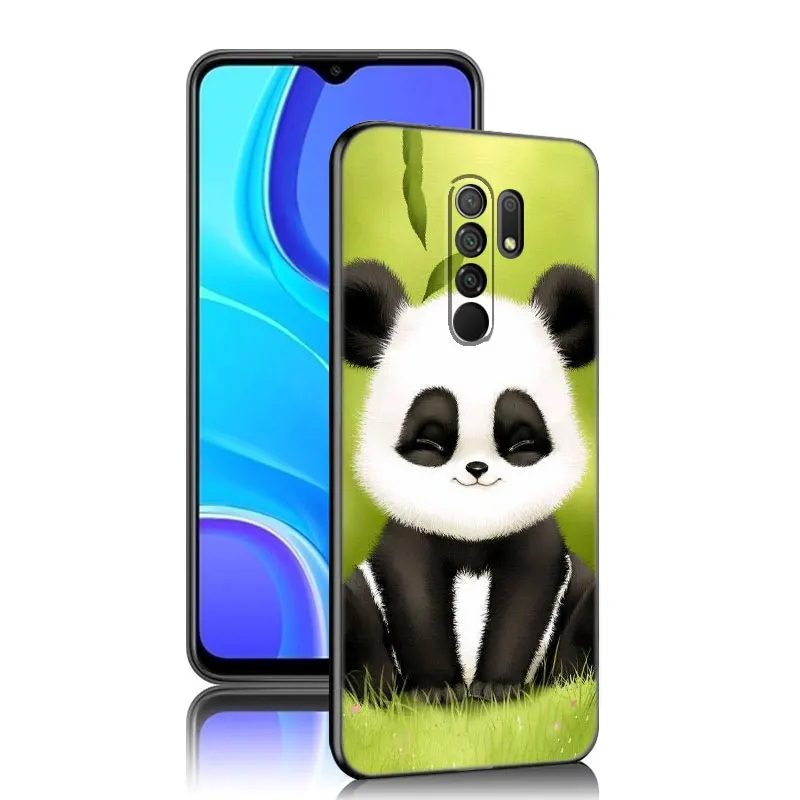 Чехол для телефона Cute Animal Panda для Xiaomi Redmi 7A 8A 9A 10A 9C 10C 9i 10X K20 Note 5 6 Pro 9T Mi A2 8 10 Lite A3 Mix3 Черная крышка - 1