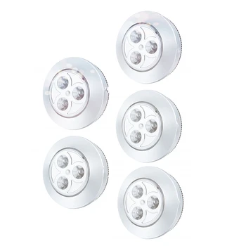 5 Pack LED Беспроводная ночная лампа с питанием от батареи Stick-On Push Safe Lights Для прихожей, кухни, спальни, ванной комнаты, шкафов