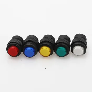 5 шт. 4-контактный мгновенный / фиксирующий тип 16 мм белый, красный, синий, зеленый, желтый, светодиодная лампа, круглый сброс, кнопочный переключатель, 3A/250 В переменного тока