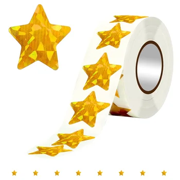 500 шт. 1-дюймовые золотые наклейки со звездой для детей Награда в школьном классе Учителя Принадлежности Голографические наклейки с золотой звездой Наклейки Этикетки