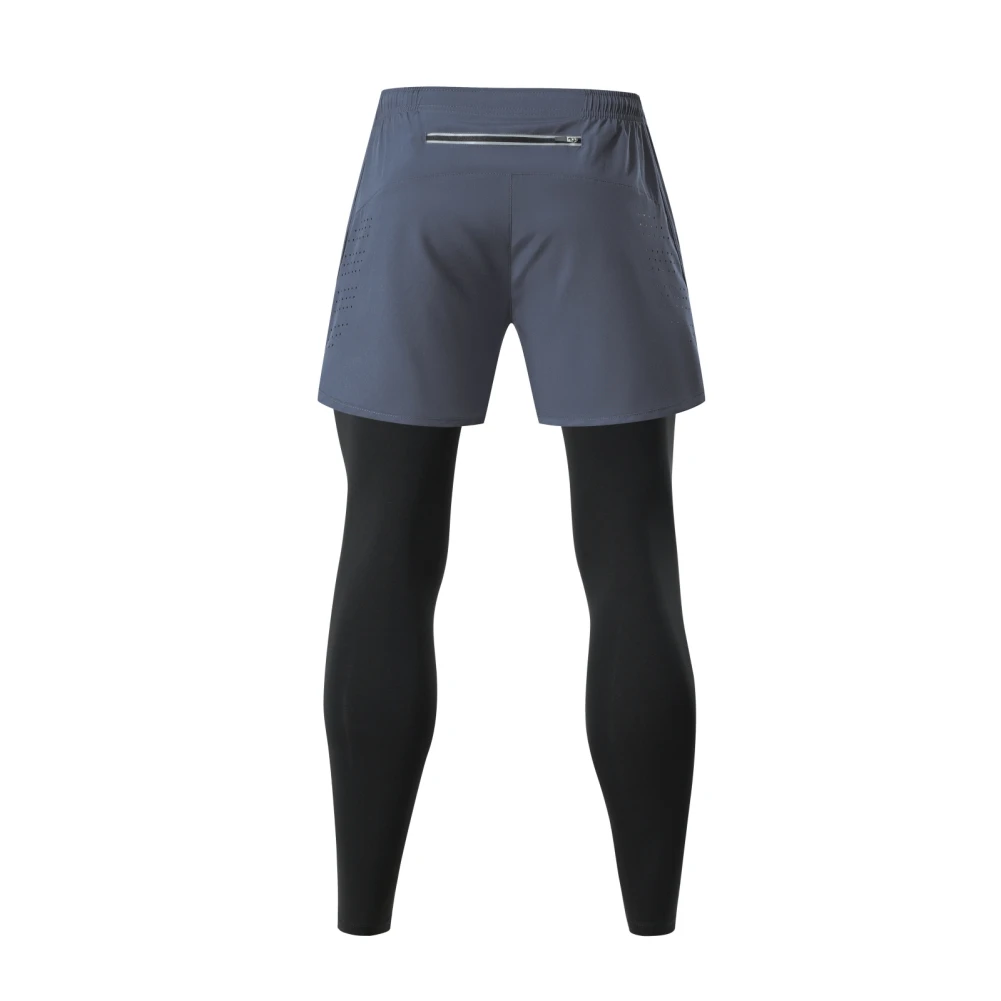 Мужские спортивные штаны для фитнеса 2 в 1, брюки для бега, тренировки, баскетбольные леггинсы, двухслойные брюки, спортивные брюки - 5