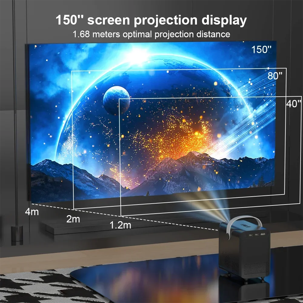 2024 Новый смарт-проектор Мини-проектор 300 ANSI люмен 10000L Портативный проектор WIFI Bluetooth совместимый ТВ-стик Ноутбук - 3