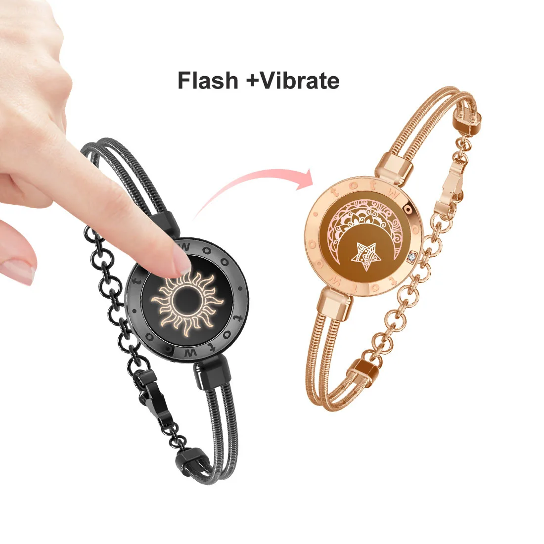 Totwoo Дальние сенсорные браслеты с подсветкой и вибрацией для пар, подарки для отношений на расстоянии Умный браслет любви Солнце и Луна - 0