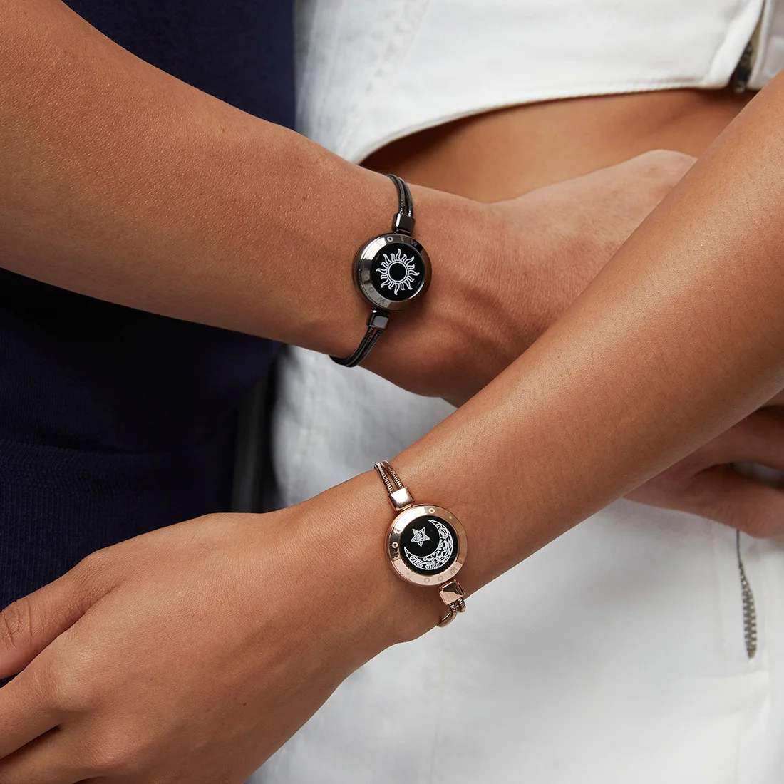 Totwoo Дальние сенсорные браслеты с подсветкой и вибрацией для пар, подарки для отношений на расстоянии Умный браслет любви Солнце и Луна - 4