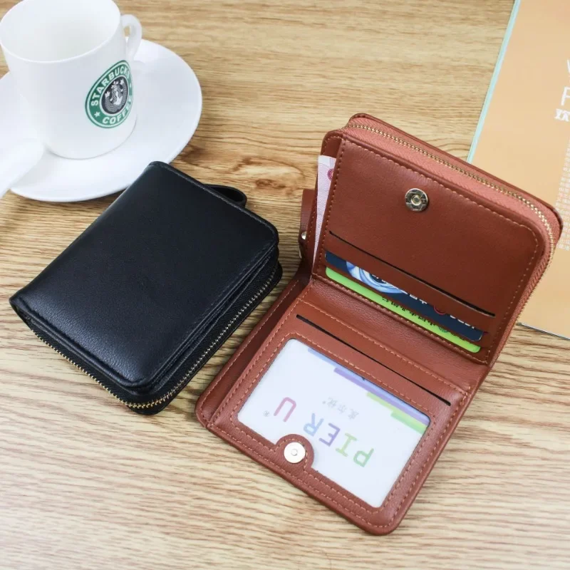 Новый корейский женский кошелек для монет боковая молния с магнитной пряжкой короткий студенческий кошелек модный простой маленький кошелек - 3