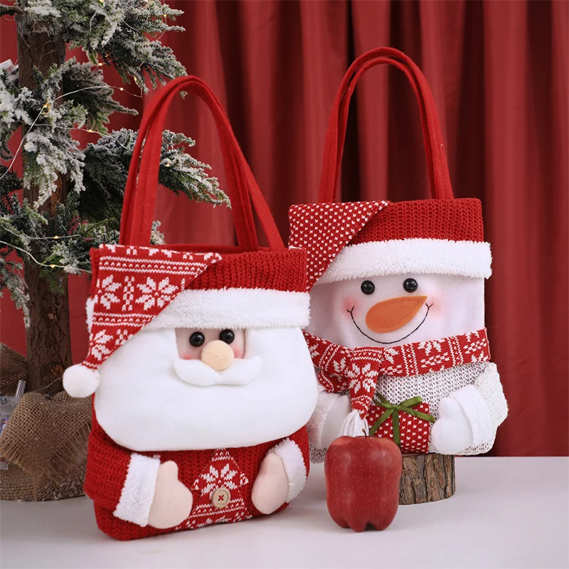 Санта-Клаус Снеговик Олень Подарочный Пакет Детский Подарочный Мешок Конфеты Сумка Рождественская Сумочка Счастливого Рождества Декор Ручной Пакет Новый год - 1