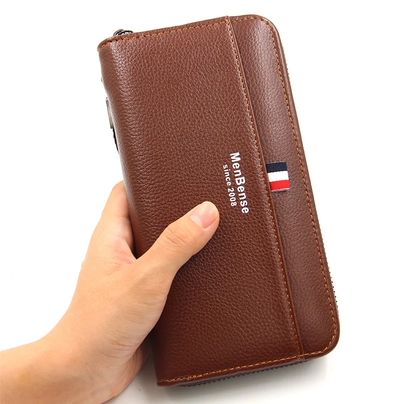  Мужской кошелек из искусственной кожи многофункциональный большой емкости сумка на молнии с рисунком личи, кошелек для нескольких карт, сумка для мобильного телефона - 3