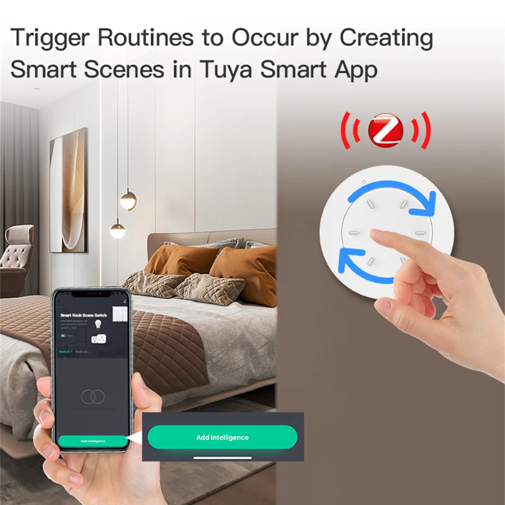 Tuya ZigBee Smart Knob Switch Беспроводная кнопка переключения сцен Дистанционный диммер Сценарий автоматизации с питанием от батареи Smart Life APP - 2