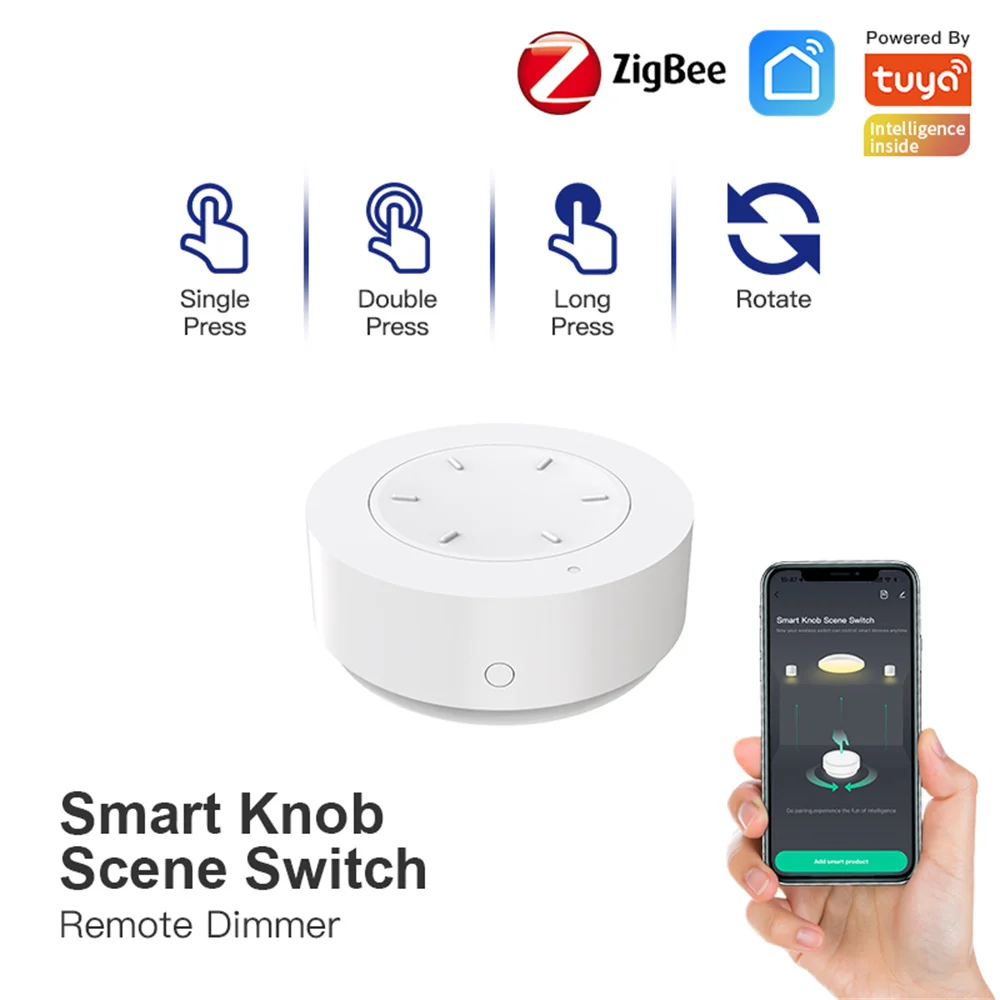 Tuya ZigBee Smart Knob Switch Беспроводная кнопка переключения сцен Дистанционный диммер Сценарий автоматизации с питанием от батареи Smart Life APP - 4