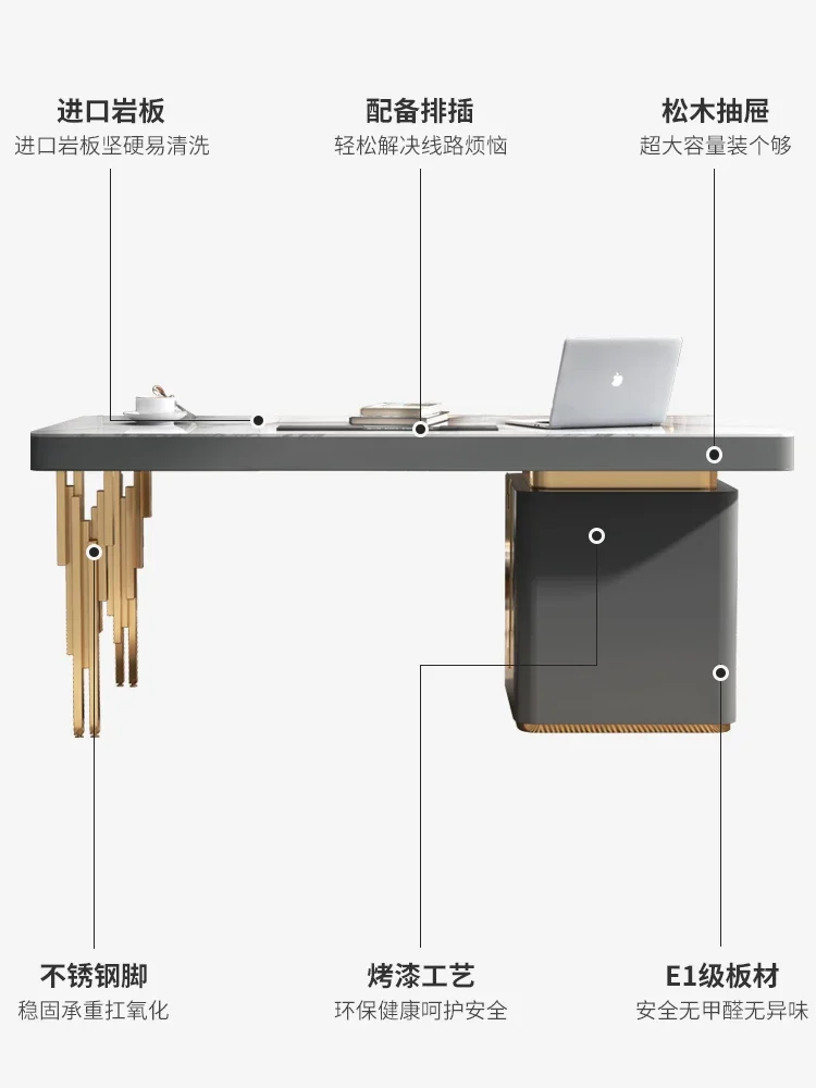 Минимализм, светлый и рок-стол, рабочий стол, роскошный дизайнерский офисный стол - 3
