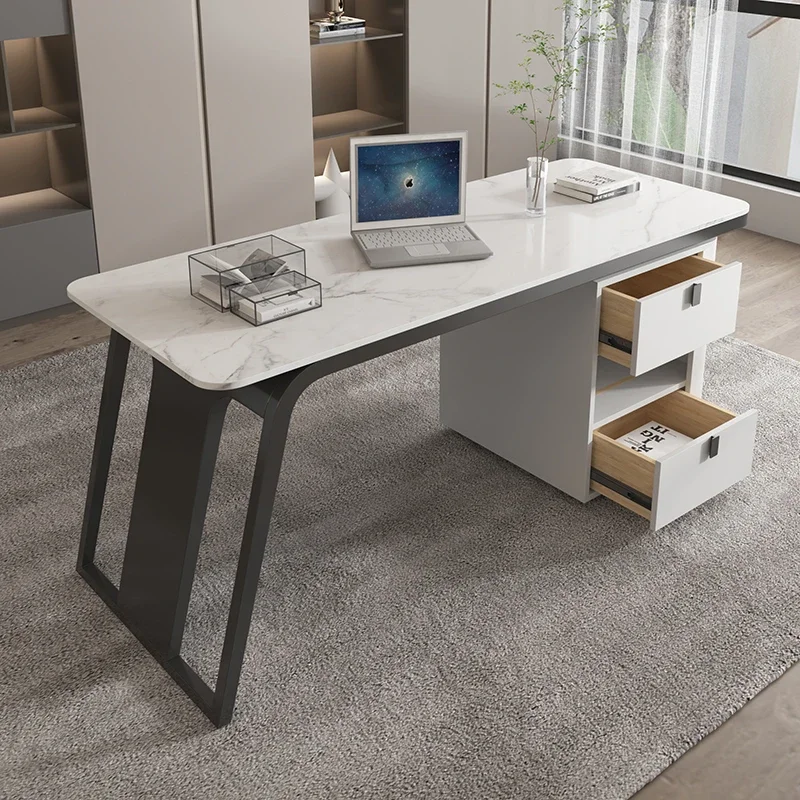 Минимализм, светлый и рок-стол, рабочий стол, роскошный дизайнерский офисный стол - 4