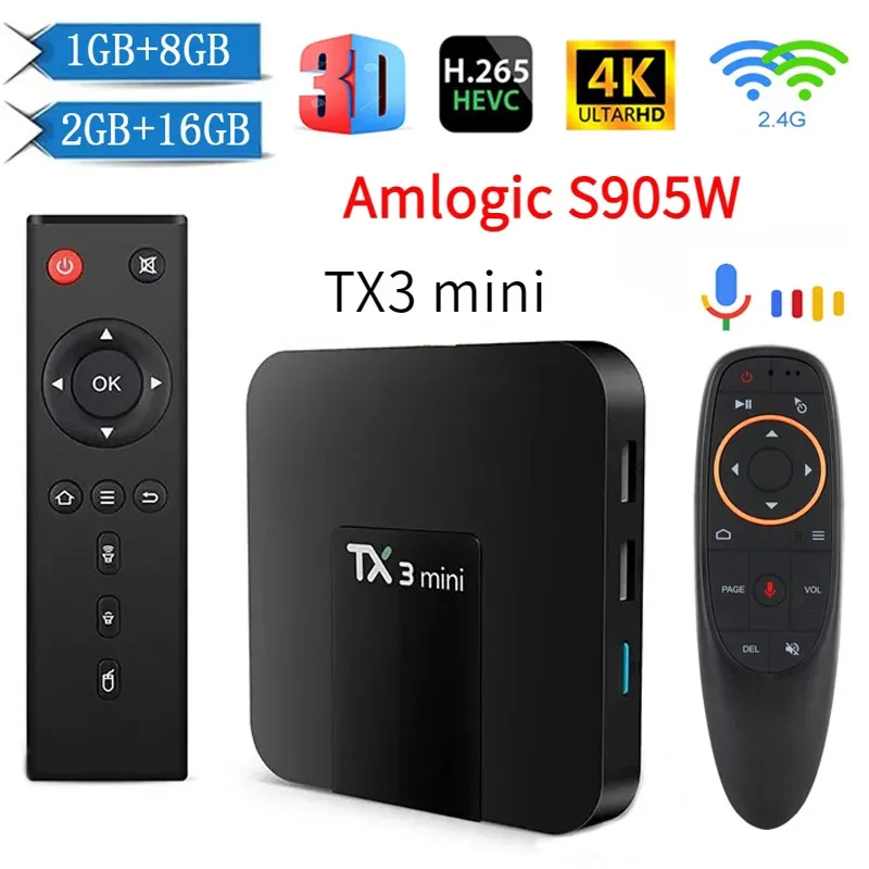 Tx3 mini TV Box 2024 Android 7.1 HDR10 HD 4K 3D H.265 Amlogic S905 WIFi 4G Iptv Смарт-медиаплеер 2 ГБ 64 ГБ ТВ - 0