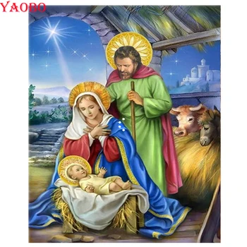 5D DIY Алмазная живопись Иисус Христос Рождество Христово Полный квадратный круглый горный хрусталь мозаичная картина Вклеенный алмаз Вышивка Настенный декор